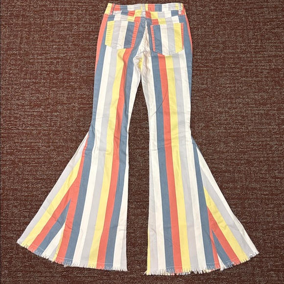 Saints & hearts colorful striped bell bottom pants high waisted dramatic bells - Picture 3 of 14